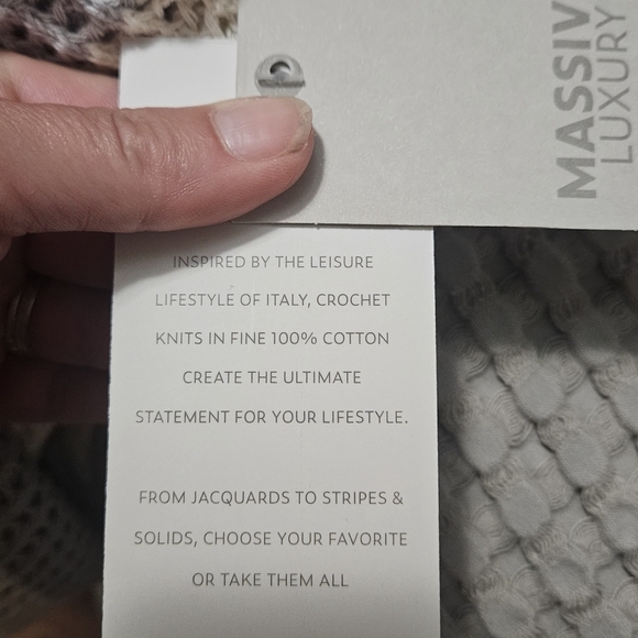 MASSIVE LUXURY Crochet OpenKnit ShortSleeve Button Shirt.Blue/cream Stripe L NWT - Picture 3 of 12